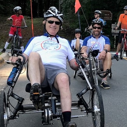 Bridge 2 Sports athlete on recumbent trike at BikeFest 2019